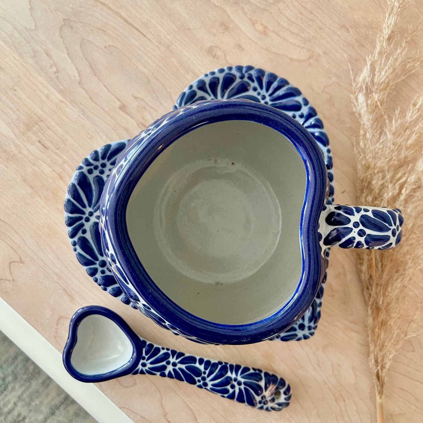 Set talavera Large heart Chocolatera