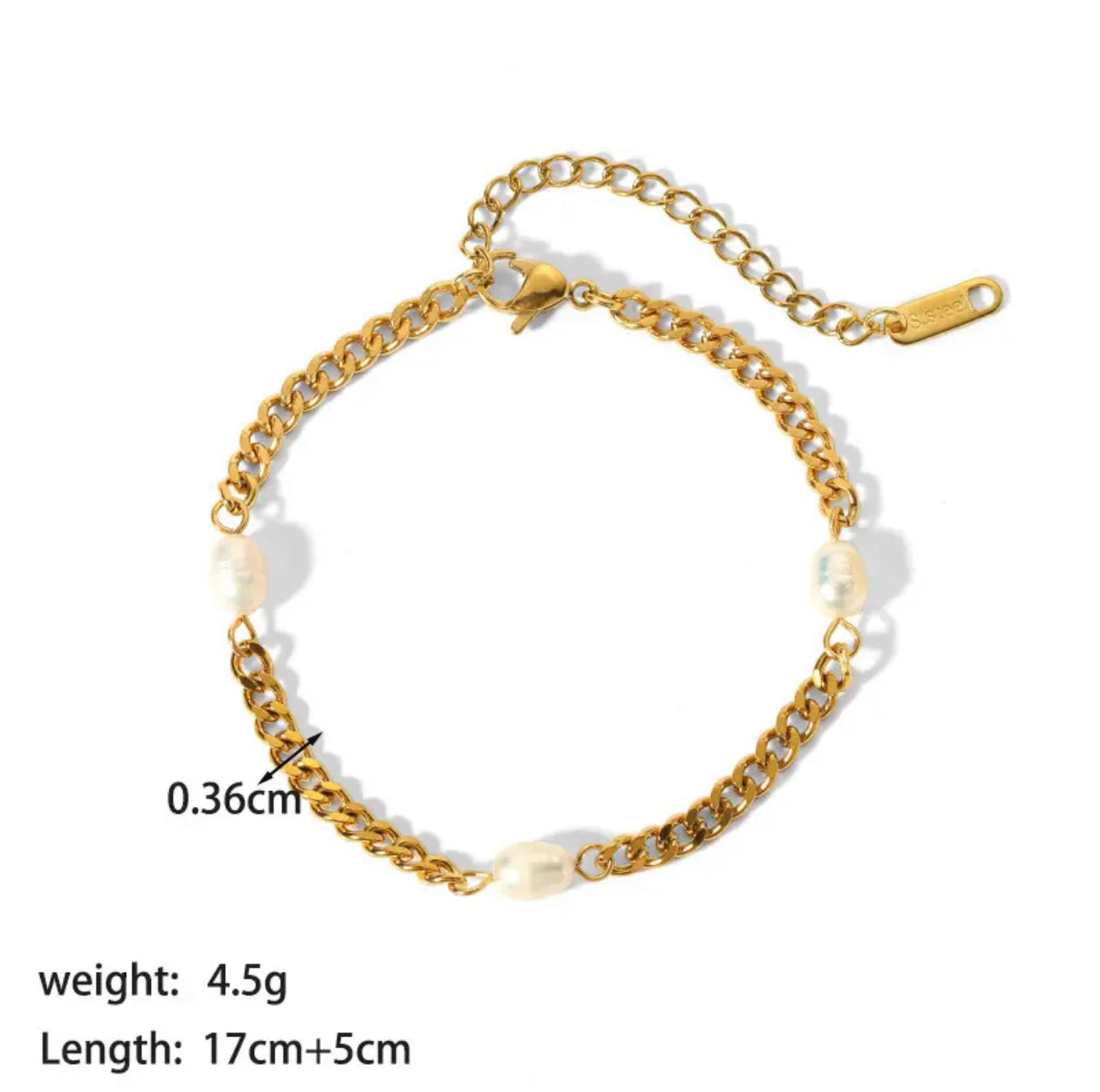Bracelet three Freshwater pearl “Yaneth”