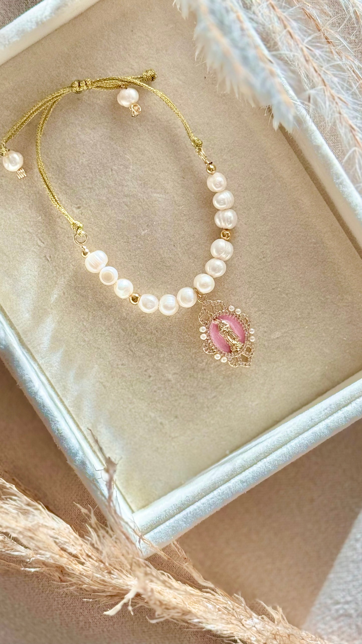 Bracelet freshwater pearl Natural/Pink