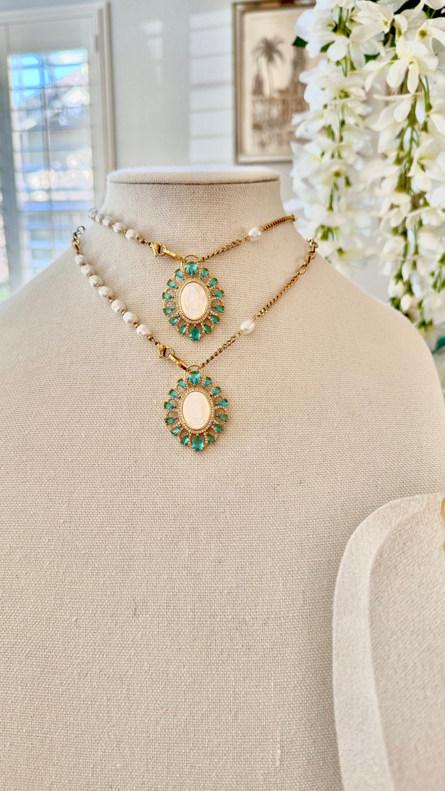 Necklace Virgen de Guadalupe Aqua 1