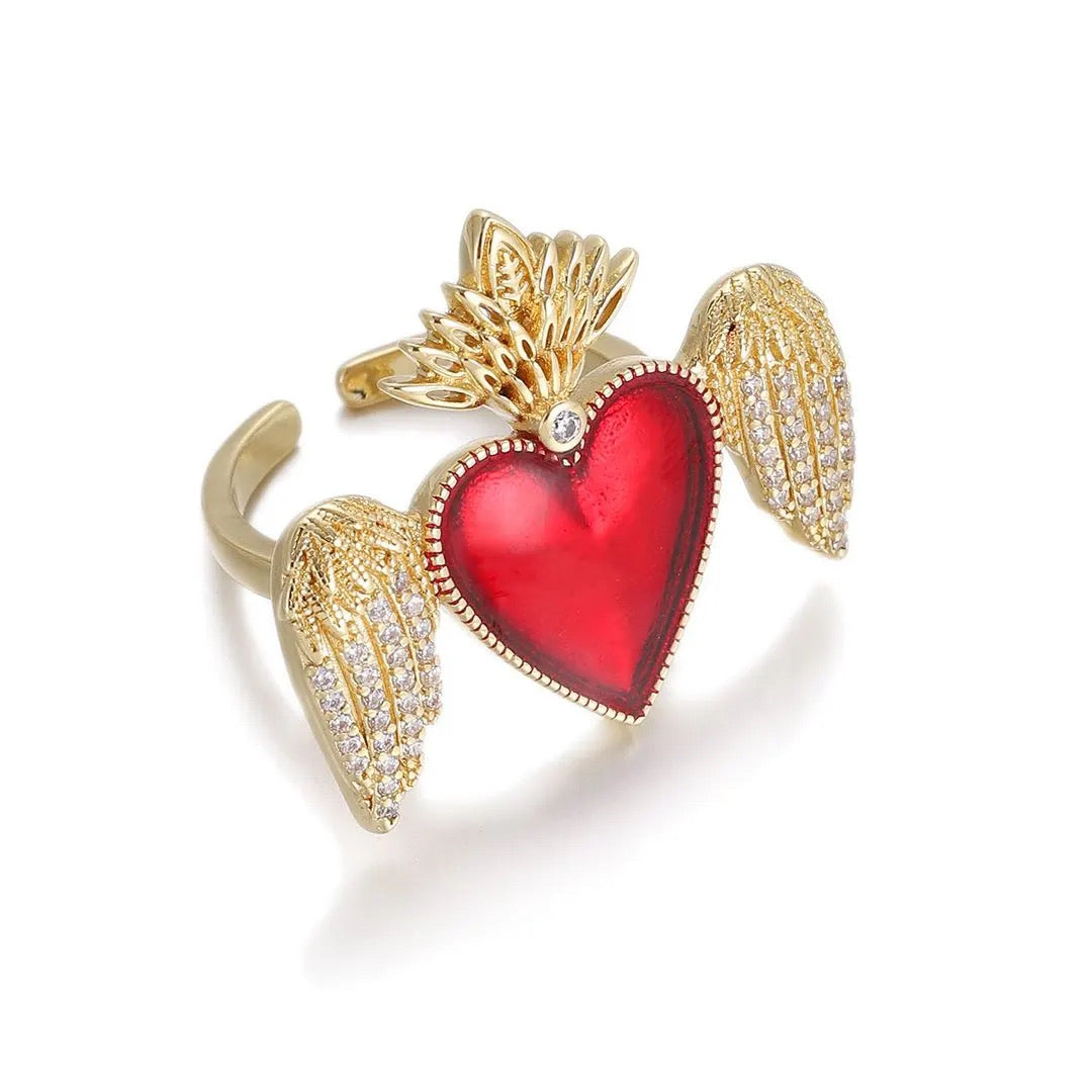 Adjustable heart ring