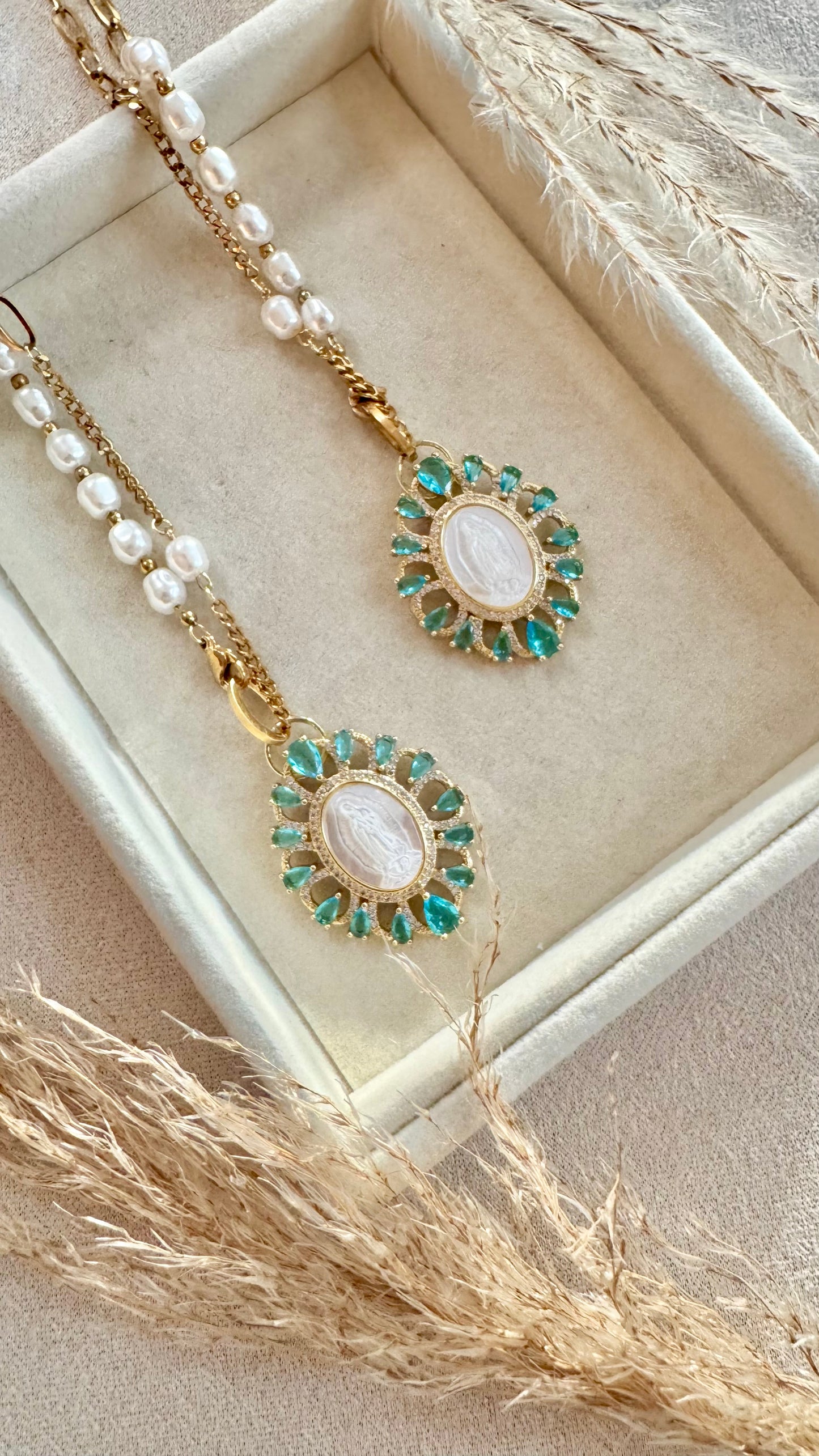 Necklace Virgen de Guadalupe Aqua 1