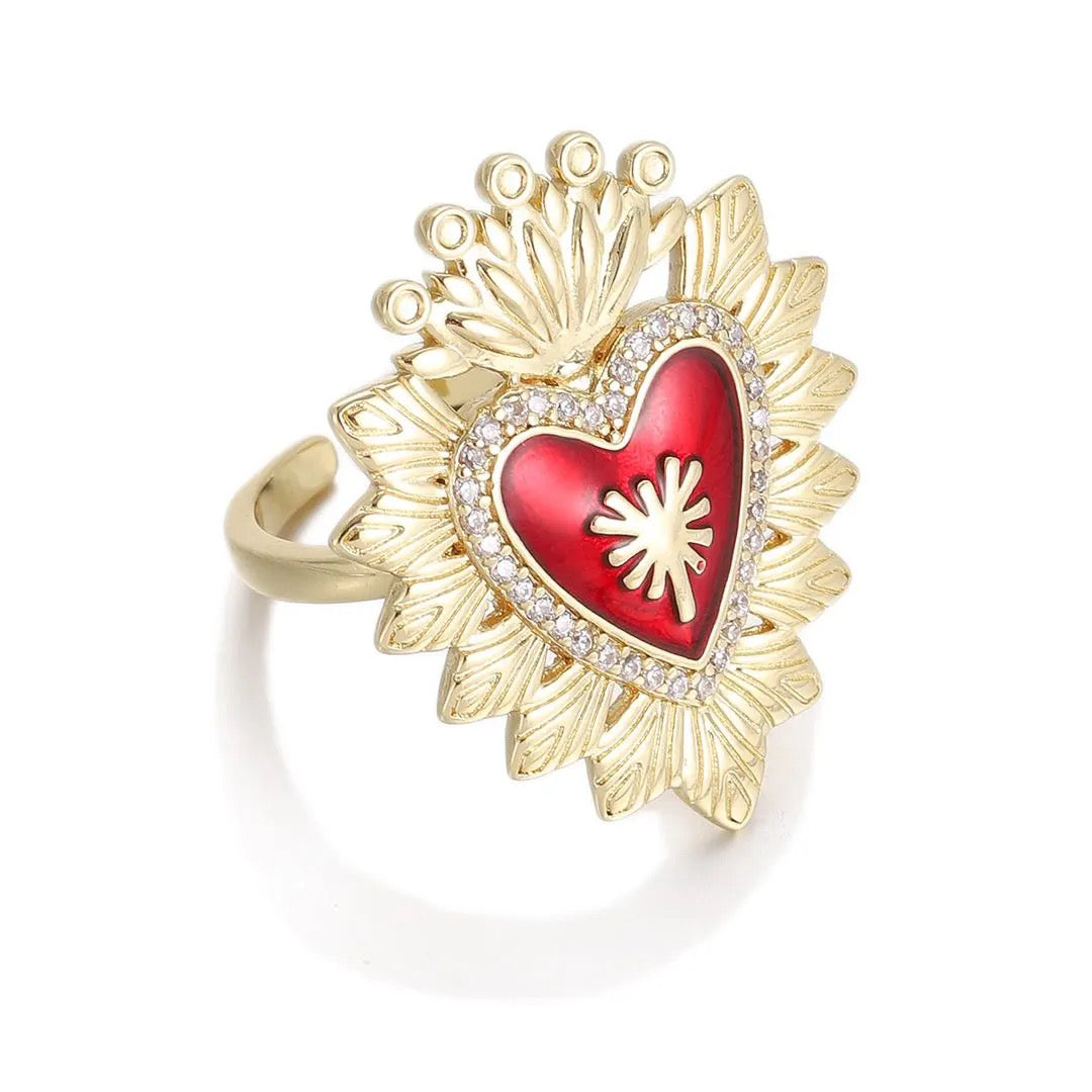 Adjustable heart ring