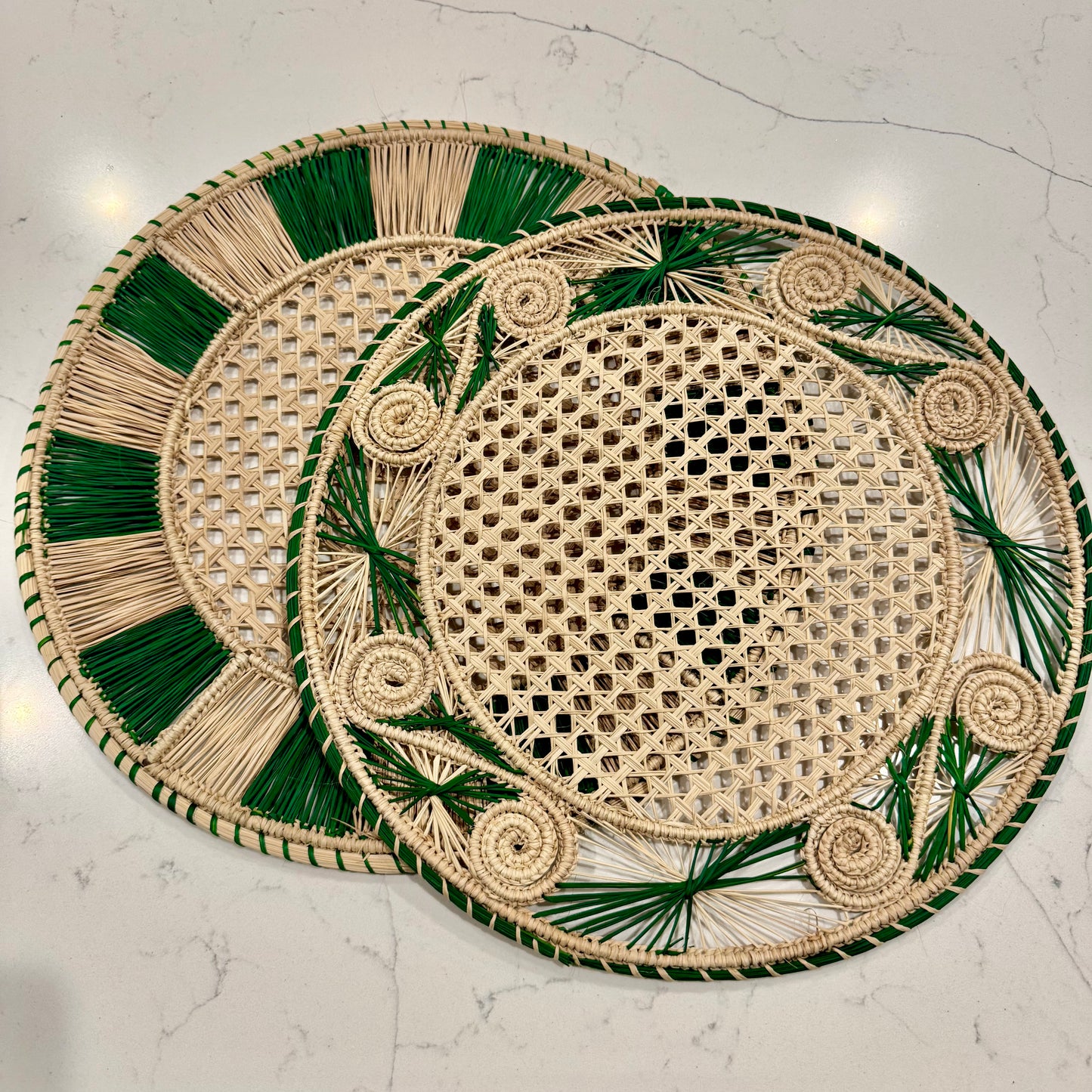 Handwoven Palm Placemat & Coaster Set Evergreen