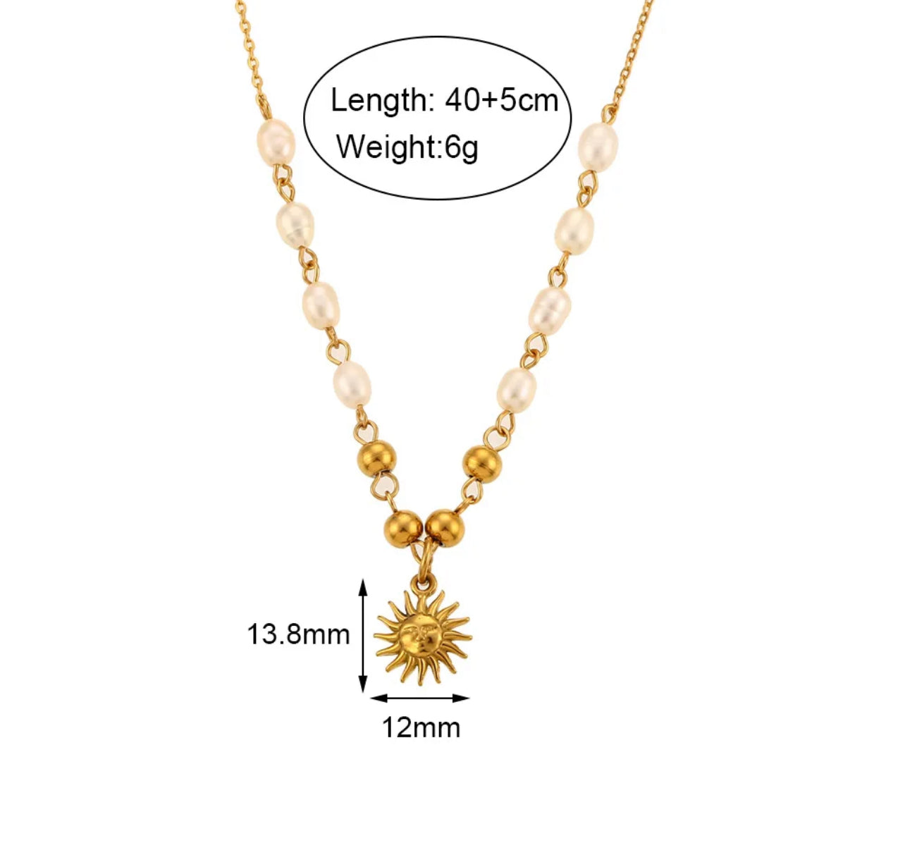 Necklace sun freshwater pearls “Yaneth”