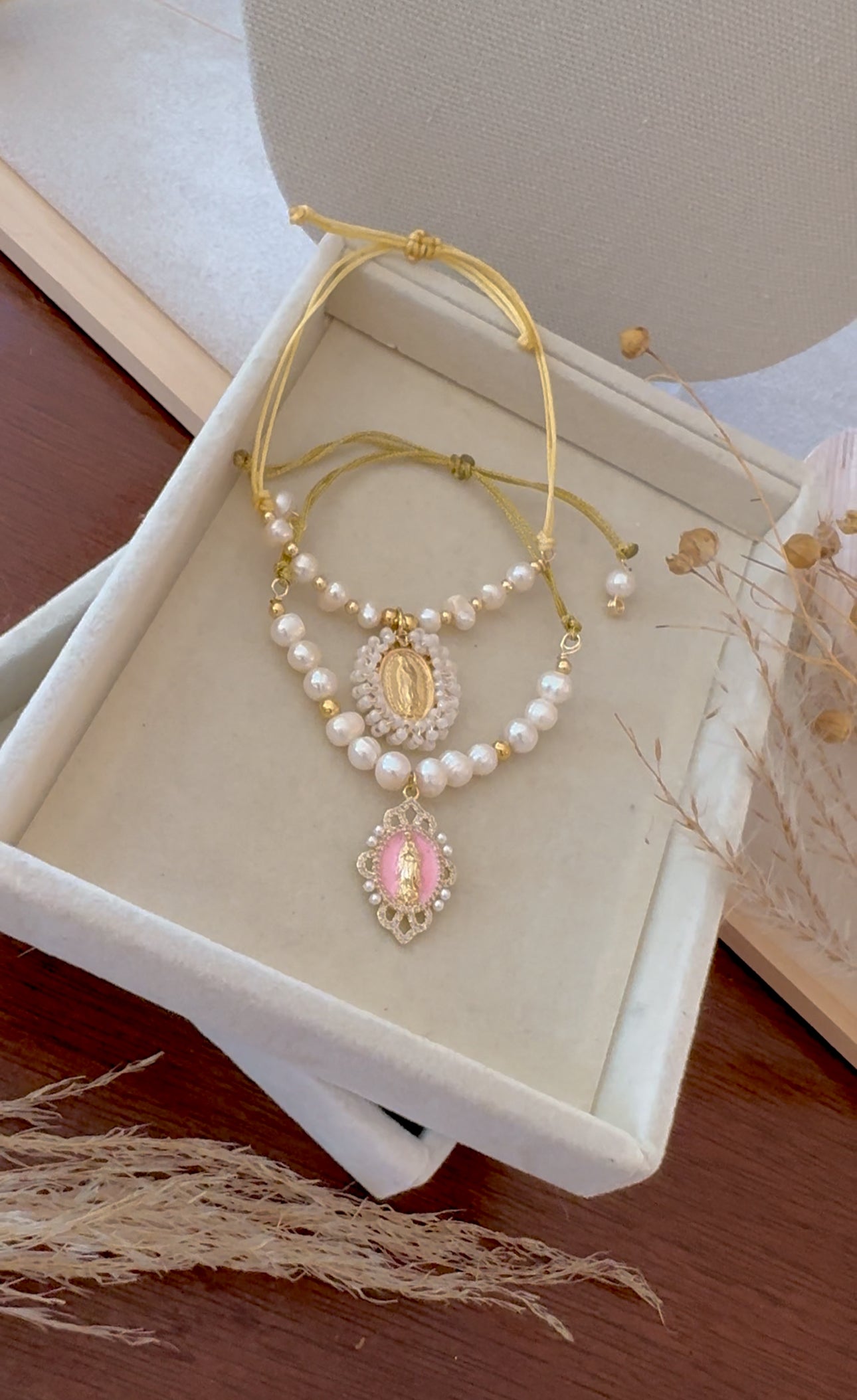 Bracelet freshwater pearl Natural/Pink