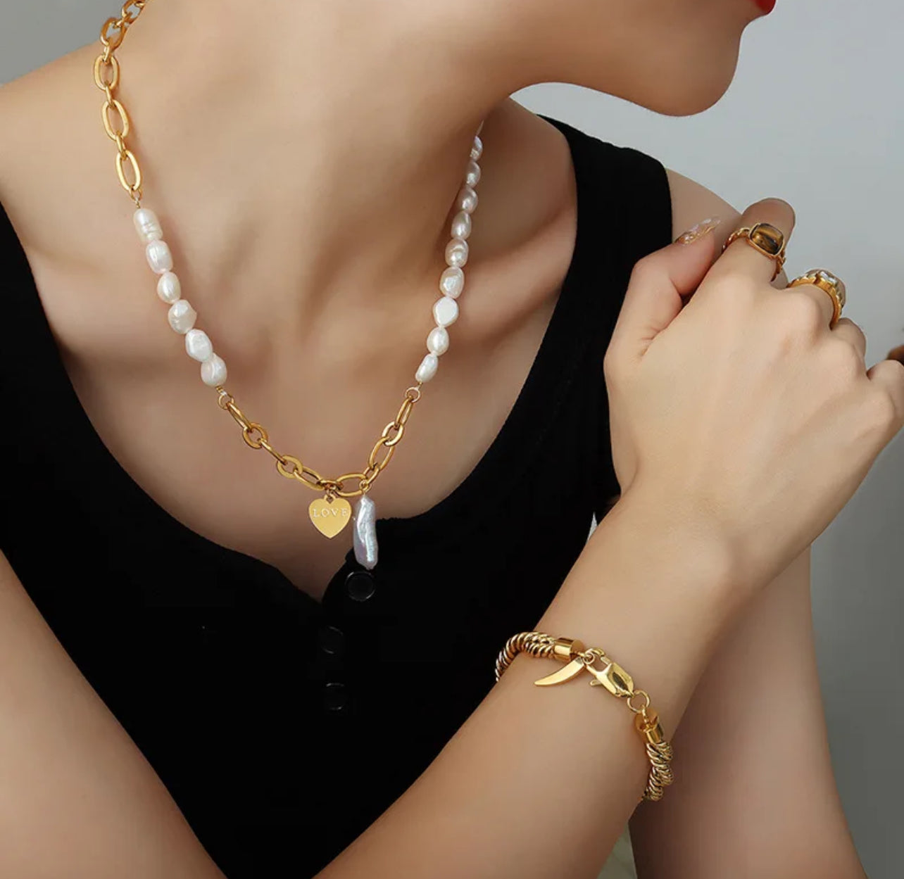 Link Freshwater pearl necklace “Yaneth”