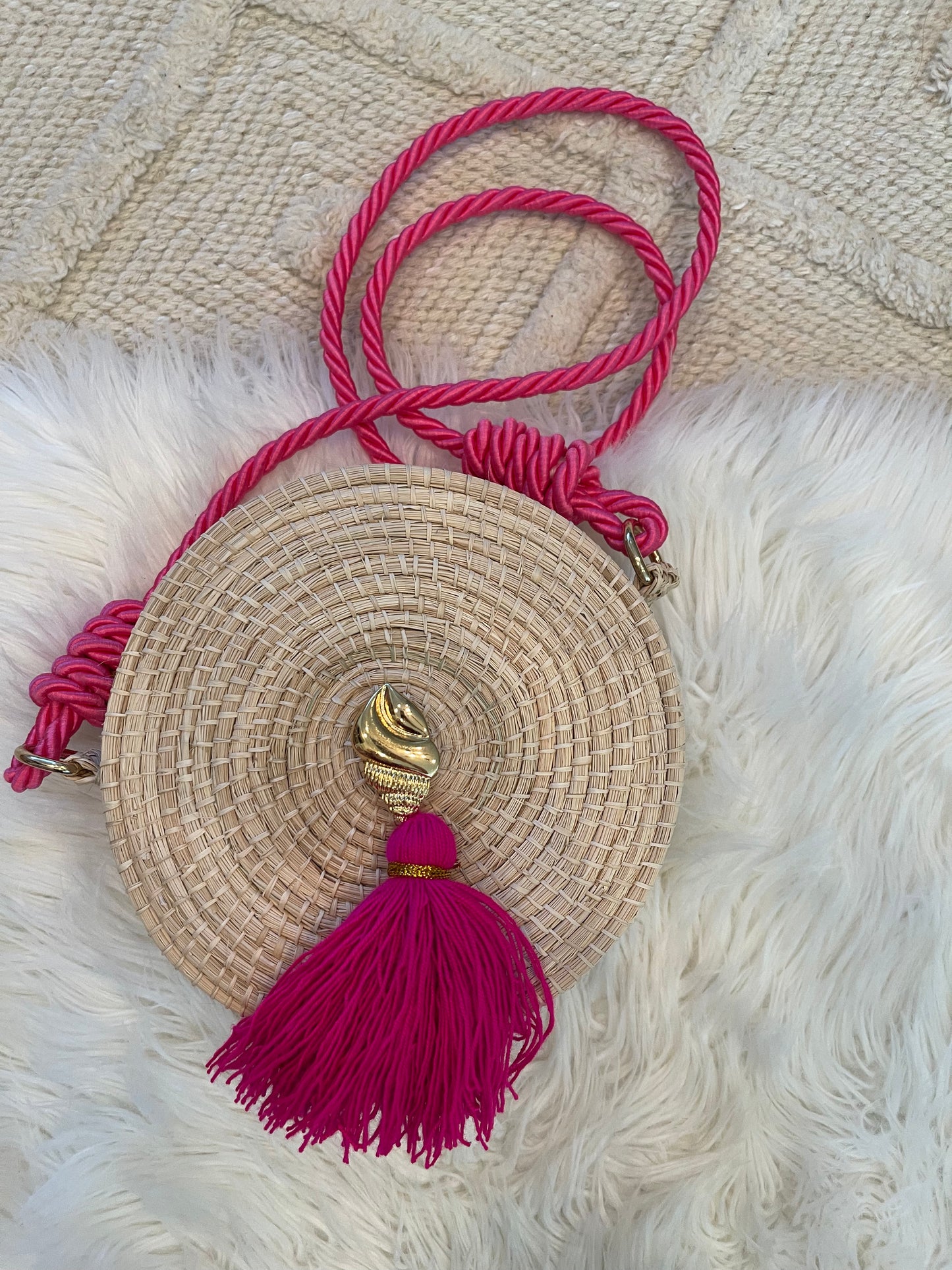 Woven palm bag “Pink”