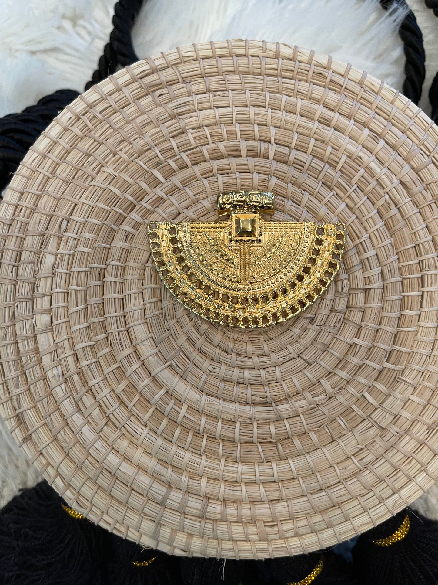 Woven boho Palm Bag “Black”