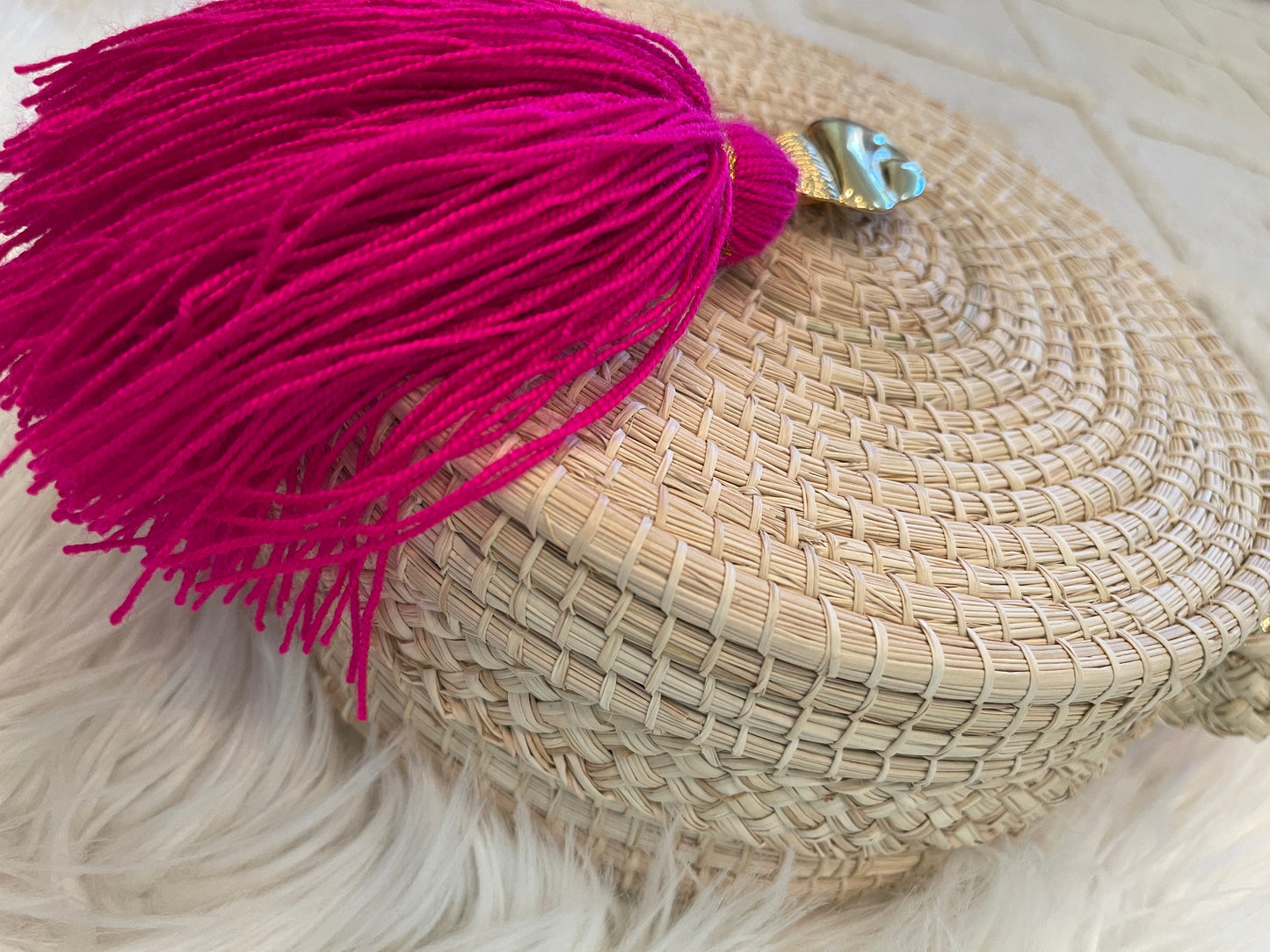 Woven palm bag “Pink”