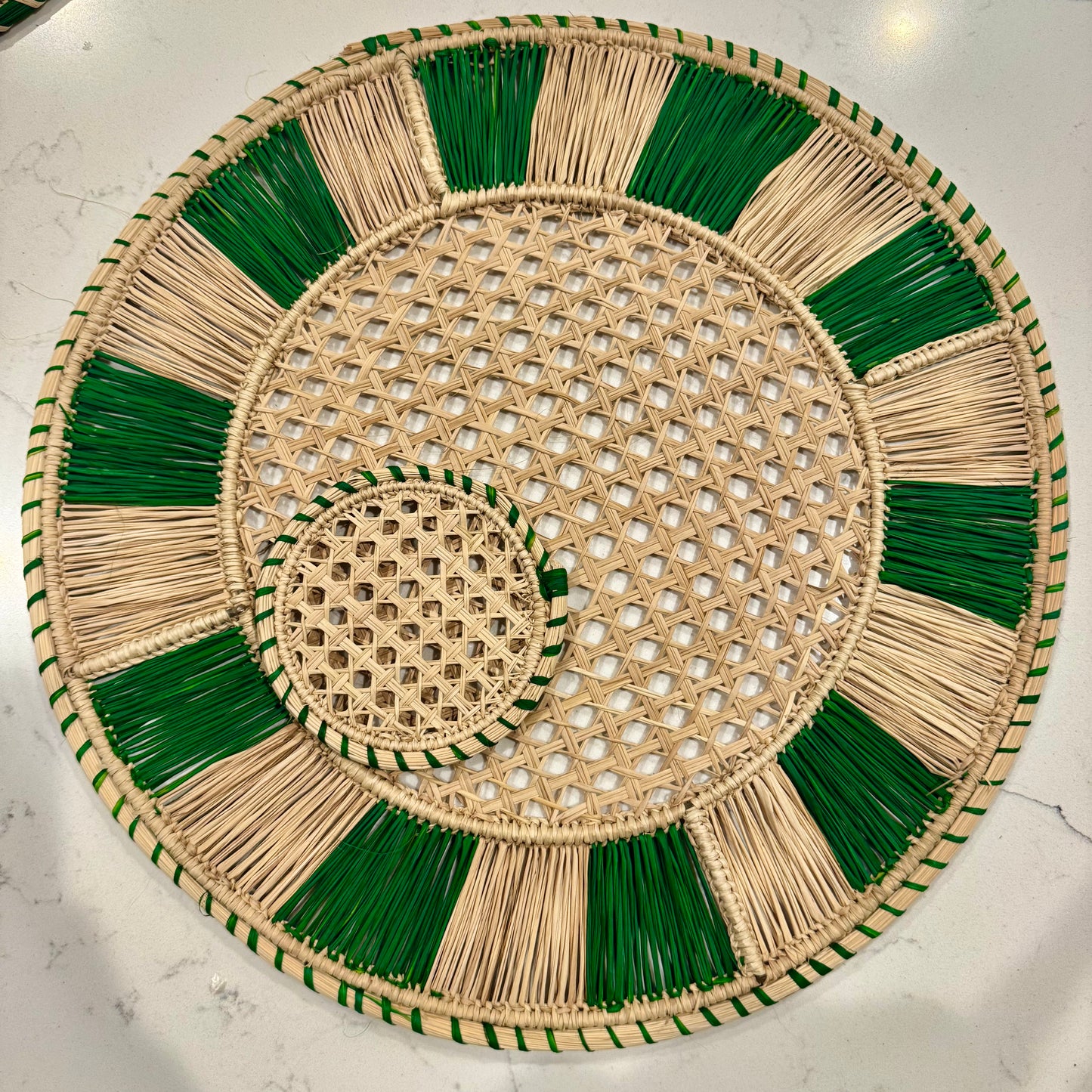 Handwoven Palm Placemat & Coaster Set Evergreen
