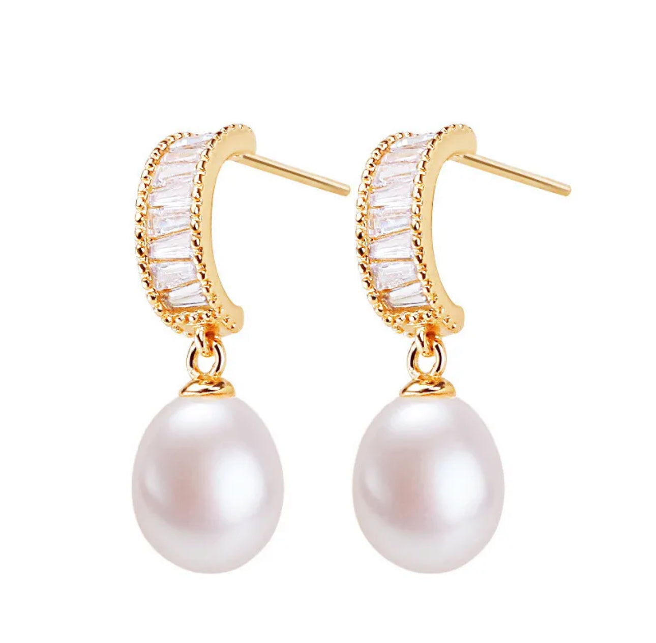 Zircon freshwater pearl earrings “Yaneth”