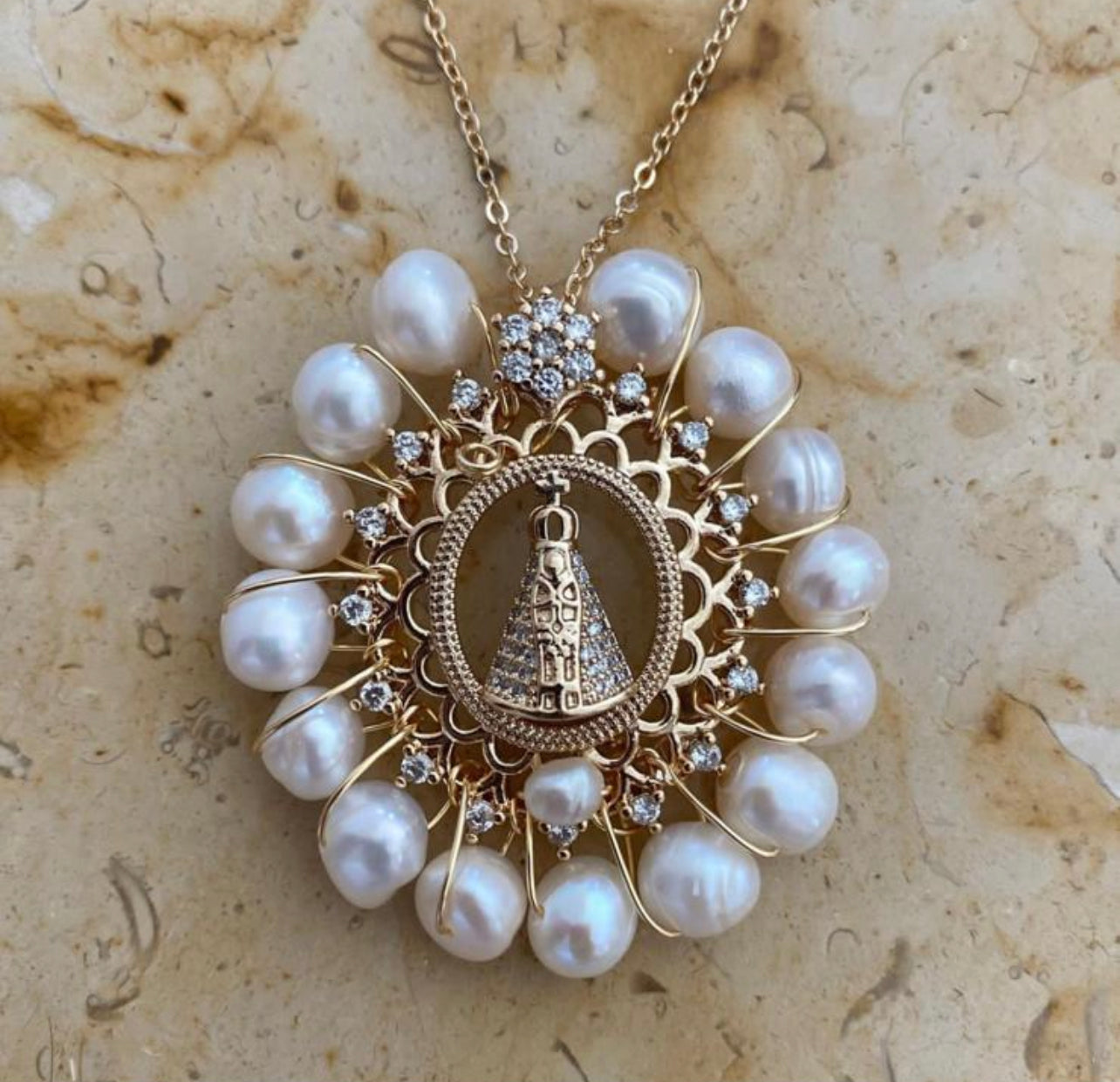 Cultured freshwater pearls Necklace “Nuestra señora de la Concepcion Aparecida”